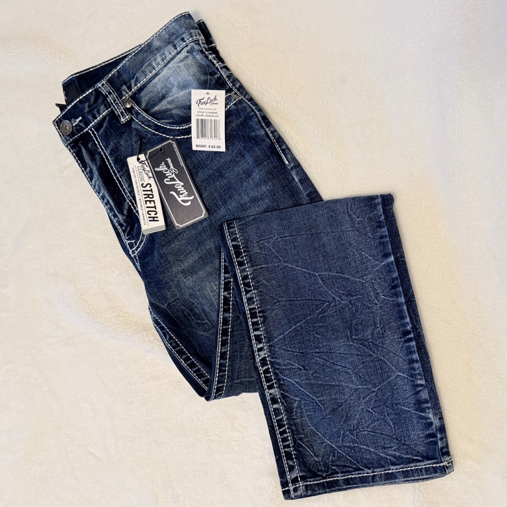 True Luck Jeans - Men's Dark Wash Bootcut Jeans - Picture 2 of 11